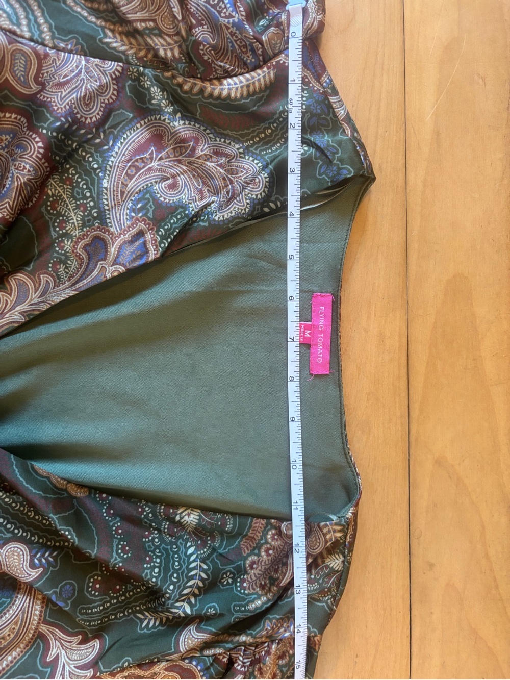 Flying Tomato Green Paisley Satin V-Neck Midi Dress - Picture 5 of 7